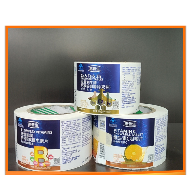 Selvklebende etiketter for kosttilskudd